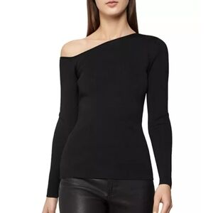 Reiss Anisa Slash Shoulder Top, Color Black, Size M